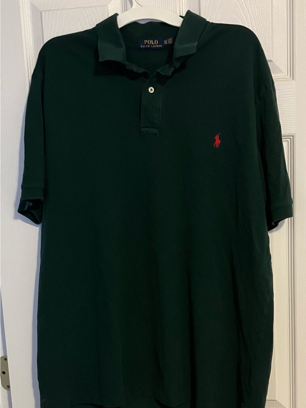 Polo Ralph Lauren Men’s Solid Dark Green Red Horse Short Sleeve Polo Shirt XLT